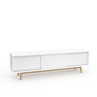 Полка Для телевизора винтажная 3 раздвижные дверцы Jimi единый размер белый LA REDOUTE INTERIEURS  фото, kupilegko.ru